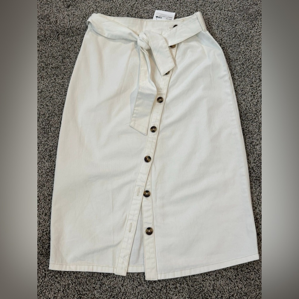 Blu Pepper Cream Wrap Midi Skirt Casual denim Wear